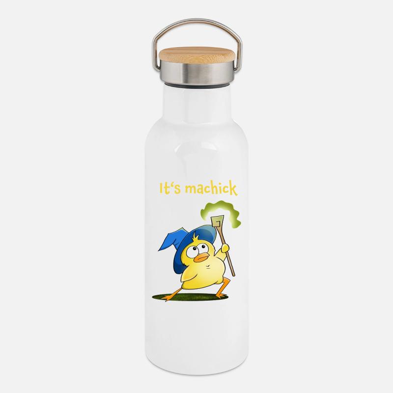 Magic Chick Spell Design - Thermal Bottle with Bamboo Lid - white