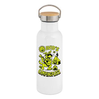 Davids Campingplatz - Thermosflasche mit Bambusdeckel - Weiß - Rechts