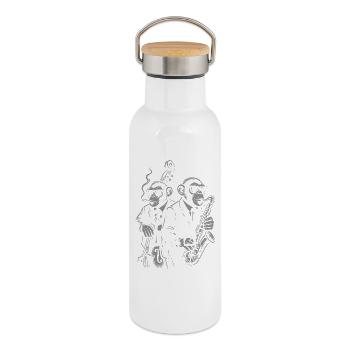 Graffiti Jazz Affen - Thermosflasche mit Bambusdeckel - Weiß - Rechts