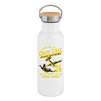 Chute Libre Extrême 26 - Gourde isotherme avec bouchon en bambou - blanc - Droite