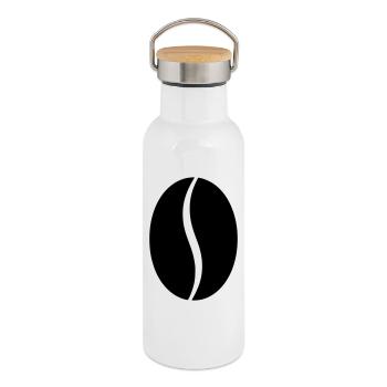 Kaffeebohne Bohne Silhouette - Thermosflasche mit Bambusdeckel - Weiß - Rechts