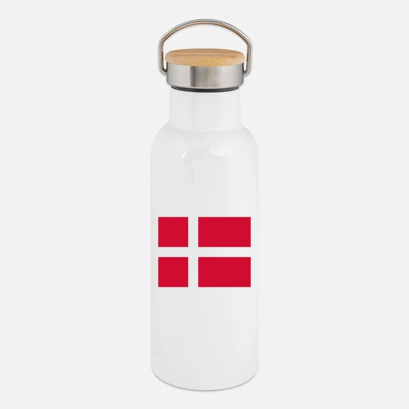 Dänemark - Thermosflasche mit Bambusdeckel - Weiß