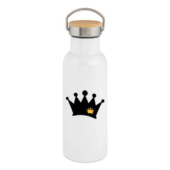 crown symbol - Thermal Bottle with Bamboo Lid - white - Right
