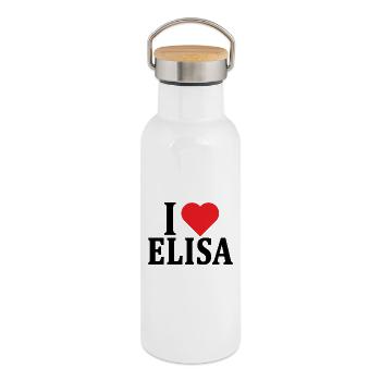 T-shirt I love Elisa t-shirt gift idea - Thermal Bottle with Bamboo Lid - white - Right