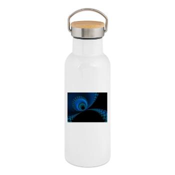 Abstraktion - Thermosflasche mit Bambusdeckel - Weiß - Rechts