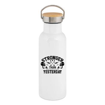 Stärker als gestern - Thermosflasche mit Bambusdeckel - Weiß - Rechts