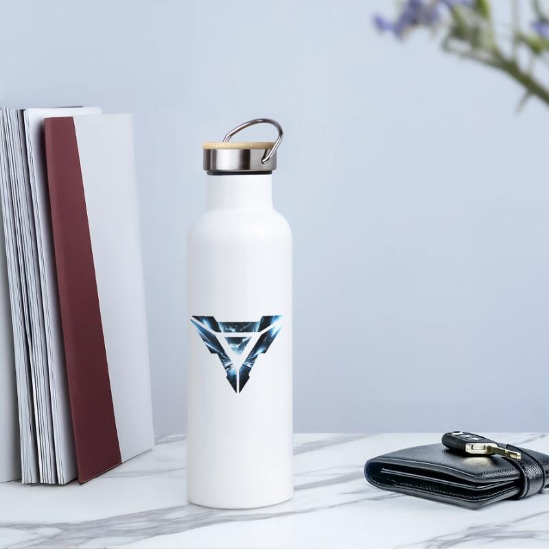 Futuristic Cyber Realm Triangular Design Thermal Bottle with Bamboo Lid
