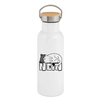 Cuddly cat in sleep mode No Sagerin Sager - Thermal Bottle with Bamboo Lid - white - Right