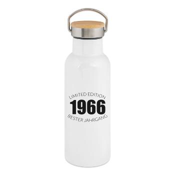 60e anniversaire - 1966 - Edition limitée - Best - Gourde isotherme avec bouchon en bambou - blanc - Droite