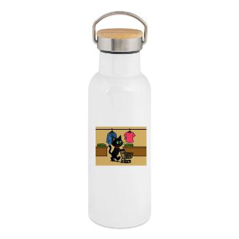Meeko-Einkaufen - Thermosflasche mit Bambusdeckel - Weiß - Rechts