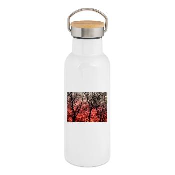 Abendrot_1 - Thermosflasche mit Bambusdeckel - Weiß - Rechts