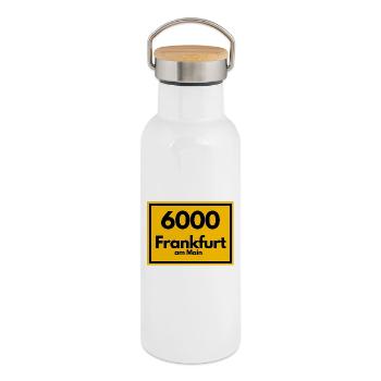 ANCIEN CODE POSTAL RETRO 6000 FRANCFORT-SUR-LE-LE-MAIN - Gourde isotherme avec bouchon en bambou - blanc - Droite