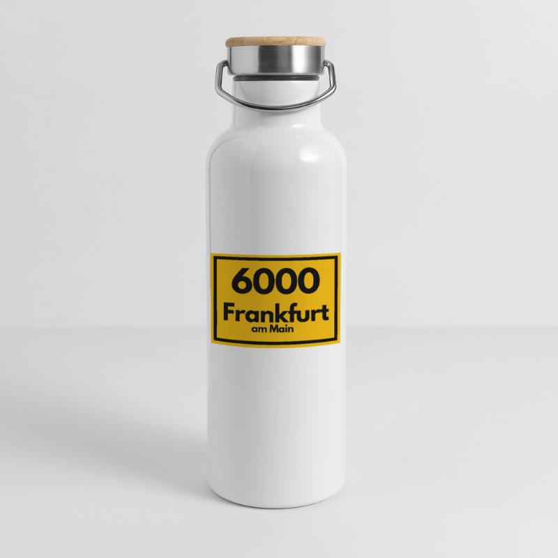 OLD POSTCODE POSTCODE RETRO 6000 FRANKFURT AM MAIN Thermal Bottle with Bamboo Lid