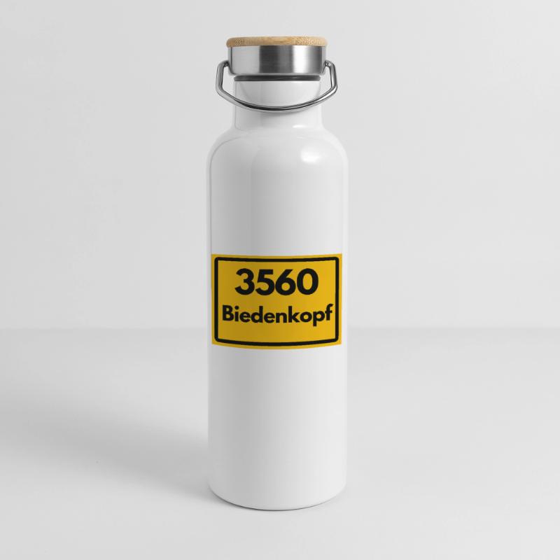 OLD POSTCODE POSTCODE RETRO 3560 BIEDENKOPF Thermal Bottle with Bamboo Lid