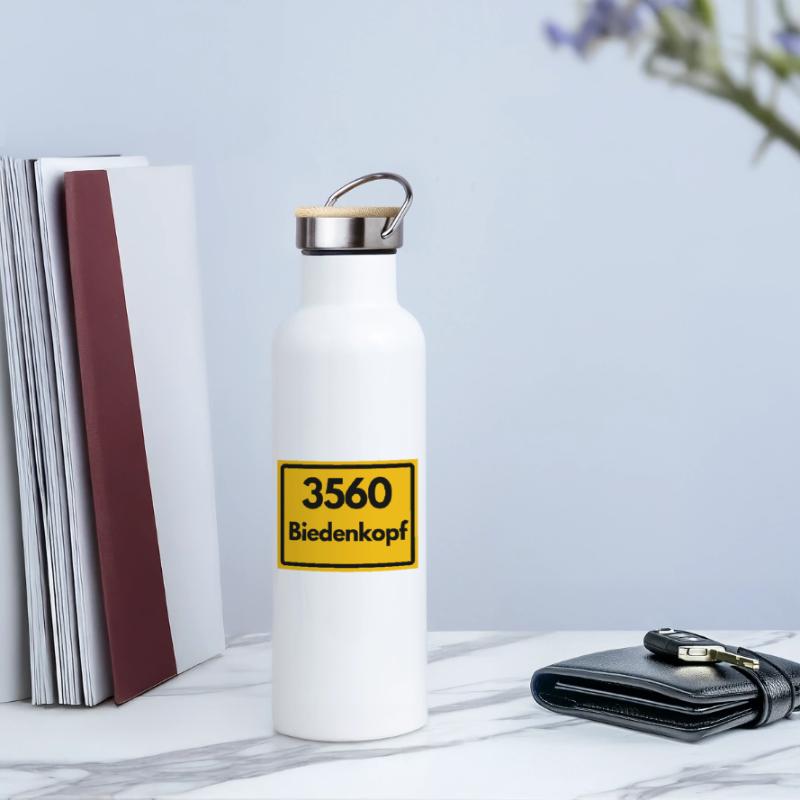 OLD POSTCODE POSTCODE RETRO 3560 BIEDENKOPF Thermal Bottle with Bamboo Lid