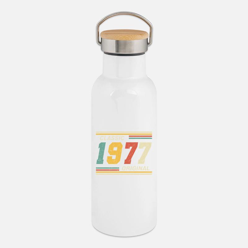 Classique 1977 original 1977 - Gourde isotherme avec bouchon en bambou - blanc