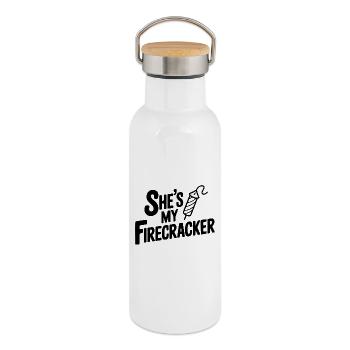 She's My Firecracker - Thermal Bottle with Bamboo Lid - white - Right