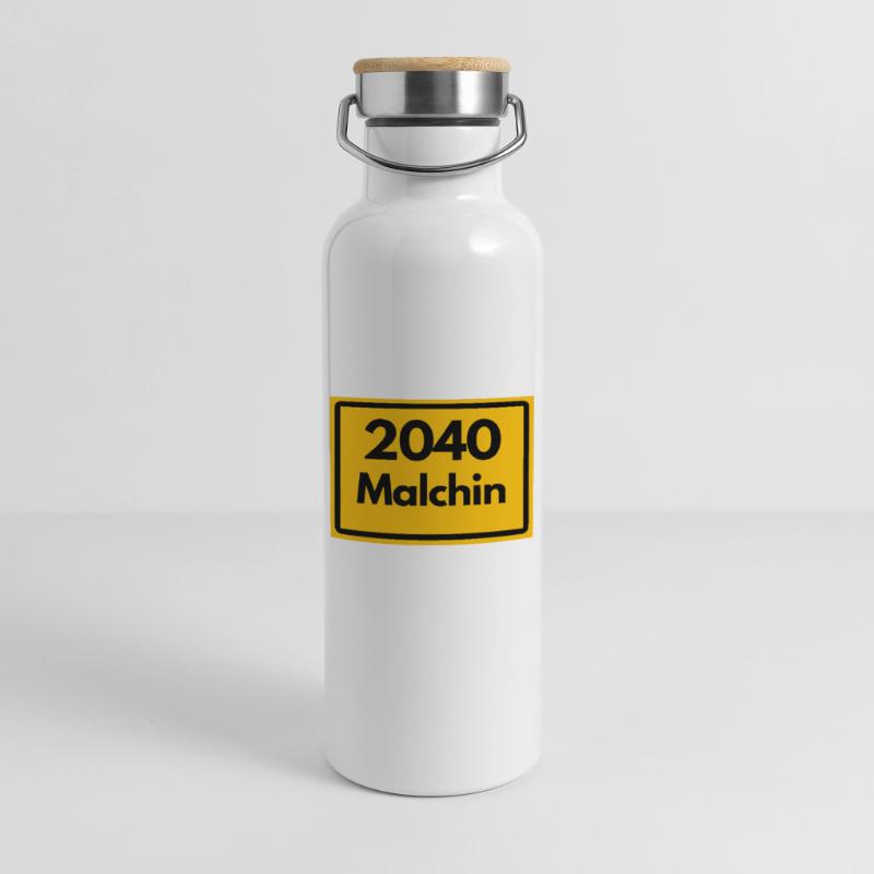 OLD POSTCODE POSTCODE RETRO 2040 MALCHIN HEIMAT Thermal Bottle with Bamboo Lid