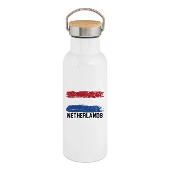 Pinselstrich-Trikolore-Flagge - Thermosflasche mit Bambusdeckel - Weiß - Rechts