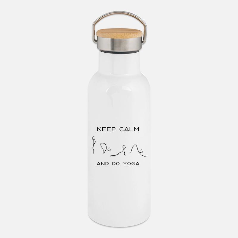 keep calm and do yoga - Thermal Bottle with Bamboo Lid - white