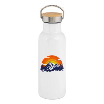 Sunset Mountain Landscape Design - Thermal Bottle with Bamboo Lid - white - Right