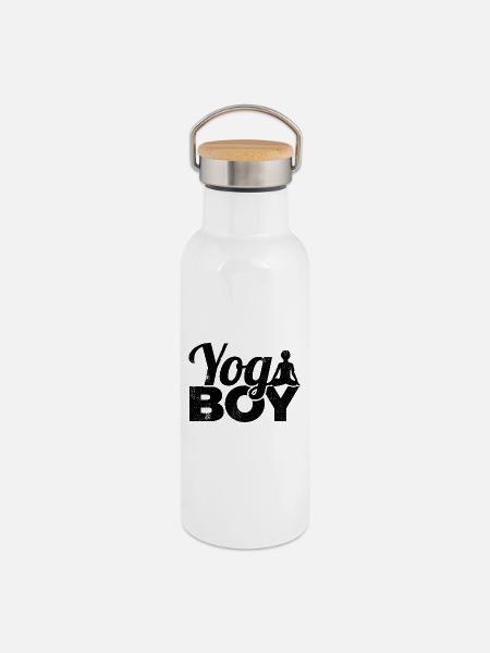 Kleiner Yogi - Thermosflasche mit Bambusdeckel - Weiß
