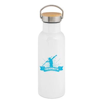 Athlètes d'athlétisme Throwminator Athletic - Gourde isotherme avec bouchon en bambou - blanc - Droite