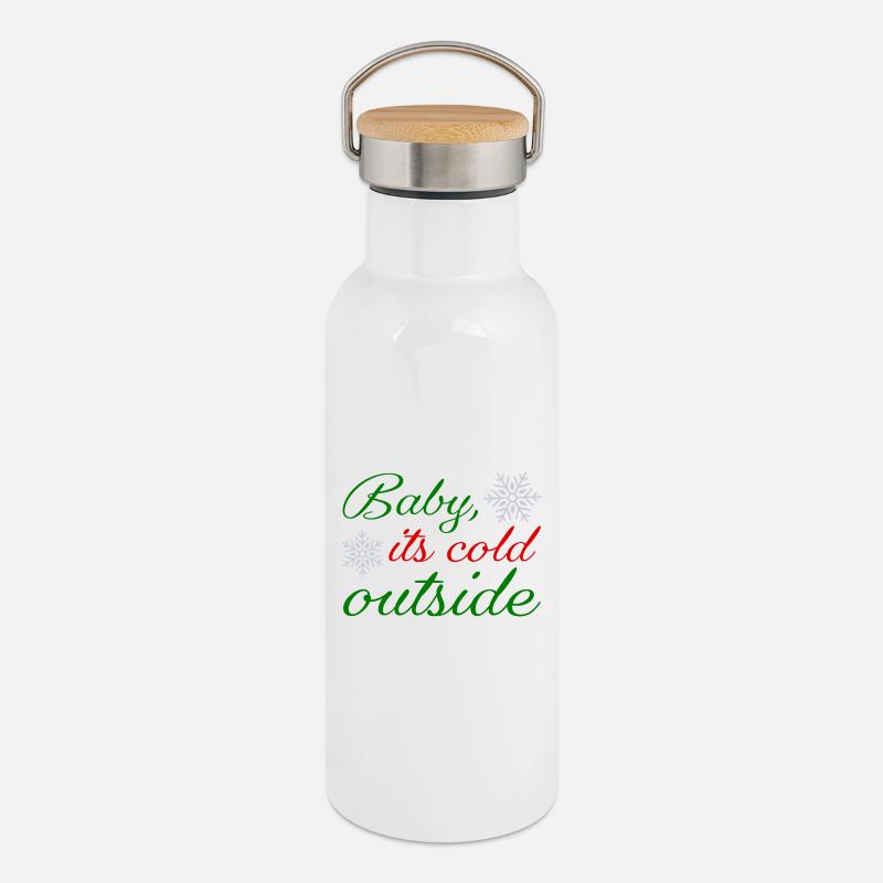 Baby it's cold outside - Thermal Bottle with Bamboo Lid - white