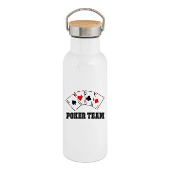 Poker Team - Thermal Bottle with Bamboo Lid - white - Right