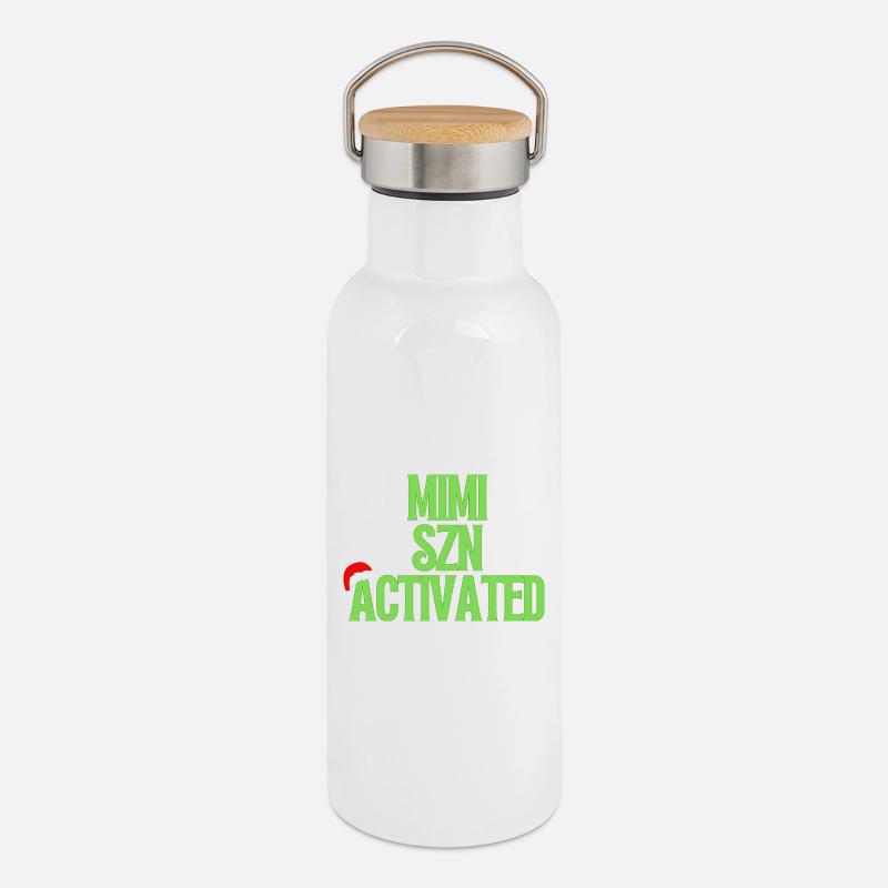 Mimi Szn Activated - Christmas Design - Thermal Bottle with Bamboo Lid - white