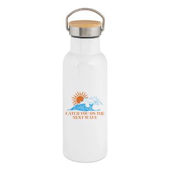 Fang die nächste Welle - Thermosflasche mit Bambusdeckel - Weiß - Rechts