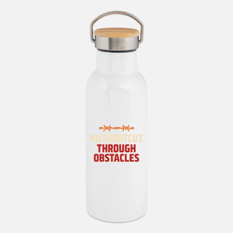 Hindernislauf-rennfahrer Hindernislauf Ocr - Thermosflasche mit Bambusdeckel - Weiß