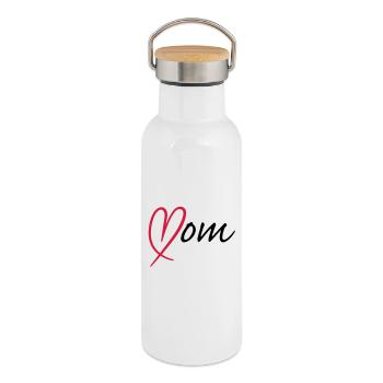 Mom Herz - Thermosflasche mit Bambusdeckel - Weiß - Rechts