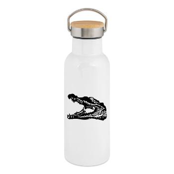 Crocodile - Gourde isotherme avec bouchon en bambou - blanc - Droite