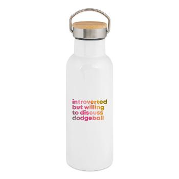 Ballon chasseur - Gourde isotherme avec bouchon en bambou - blanc - Droite