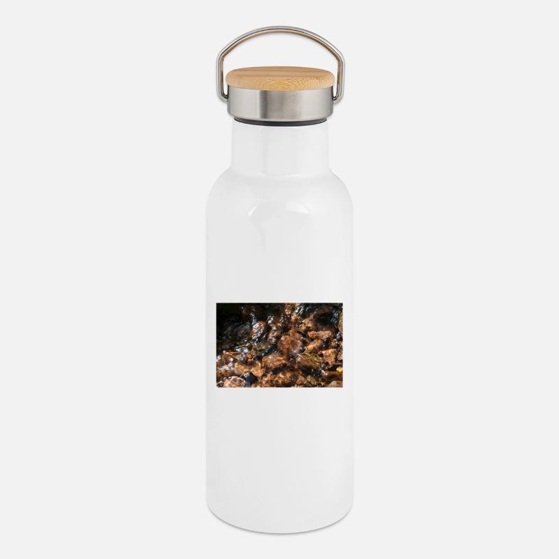 Black Forest Bächle - Thermal Bottle with Bamboo Lid - white