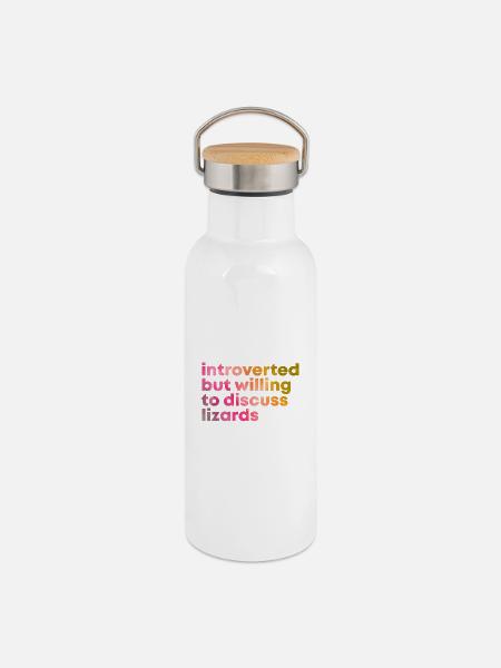 Eidechse Eidechse Eidechse - Thermosflasche mit Bambusdeckel - Weiß