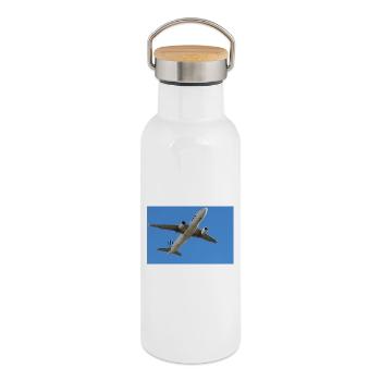 en vacances - Gourde isotherme avec bouchon en bambou - blanc - Droite