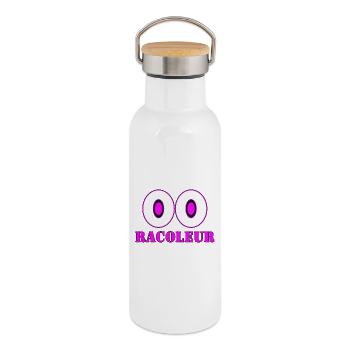 RACOLEUR - Gourde isotherme avec bouchon en bambou - blanc - Droite