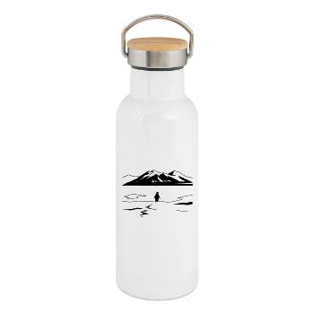 But Why Penguin Meme Minimalist Art - Thermal Bottle with Bamboo Lid - white - Right