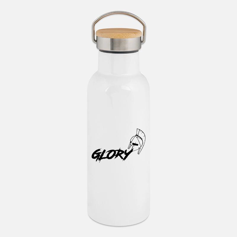 RUHM - Thermosflasche mit Bambusdeckel - Weiß