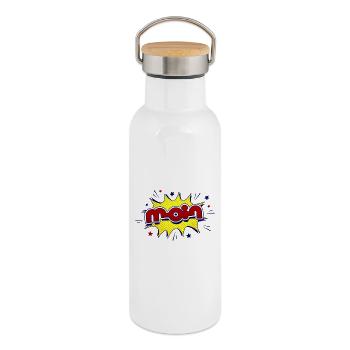 Hello - Thermal Bottle with Bamboo Lid - white - Right
