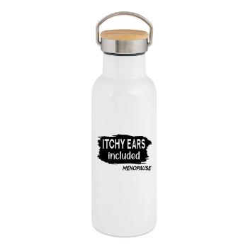 Juckende Ohren in den Wechseljahren - Thermosflasche mit Bambusdeckel - Weiß - Rechts