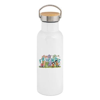 friends - Thermal Bottle with Bamboo Lid - white - Right
