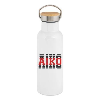 Aiko t-shirt gift idea stacked text - Thermal Bottle with Bamboo Lid - white - Right