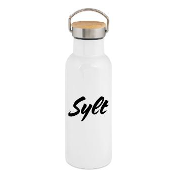 Sylt - Thermosflasche mit Bambusdeckel - Weiß - Rechts