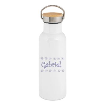 Gabriel Florale Pastellname Deco - Thermosflasche mit Bambusdeckel - Weiß - Rechts