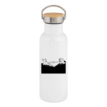 Die Erschaffung Hunde Michelangelo - Thermosflasche mit Bambusdeckel - Weiß - Rechts