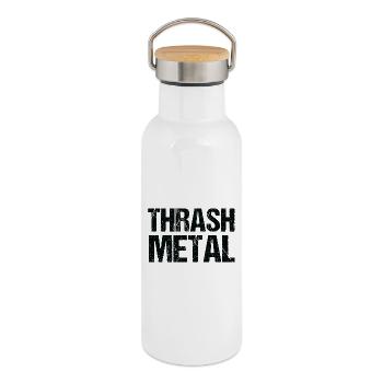 Thrash Metal Bold Typography - Thermal Bottle with Bamboo Lid - white - Right