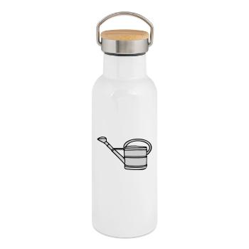 Giesskanne Metall, zweifarbig - Thermosflasche mit Bambusdeckel - Weiß - Rechts